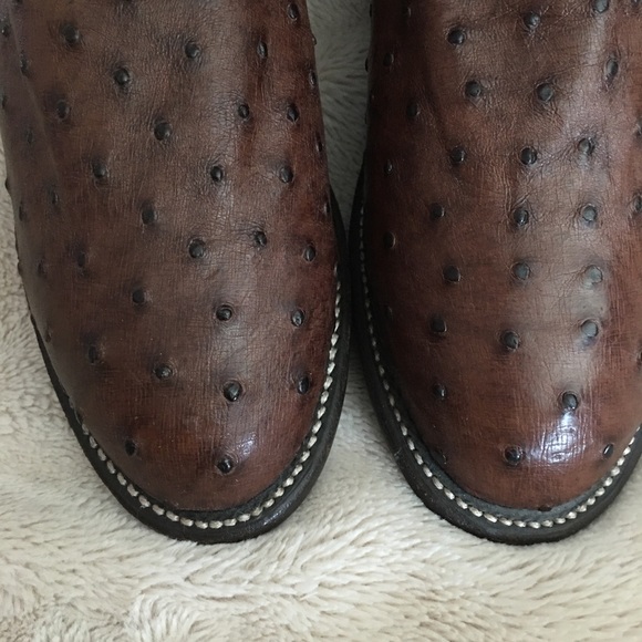 Cavender’s men’s round toe ostrich print western romper boots. - Picture 3 of 4